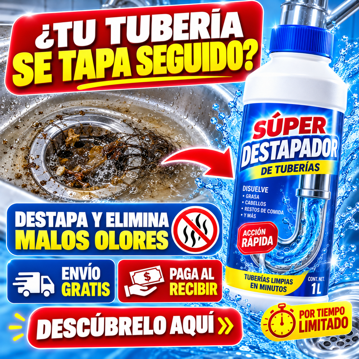 DESTAPA TUBERIAS + GRATIS ENVÍO + SUPER PROMO