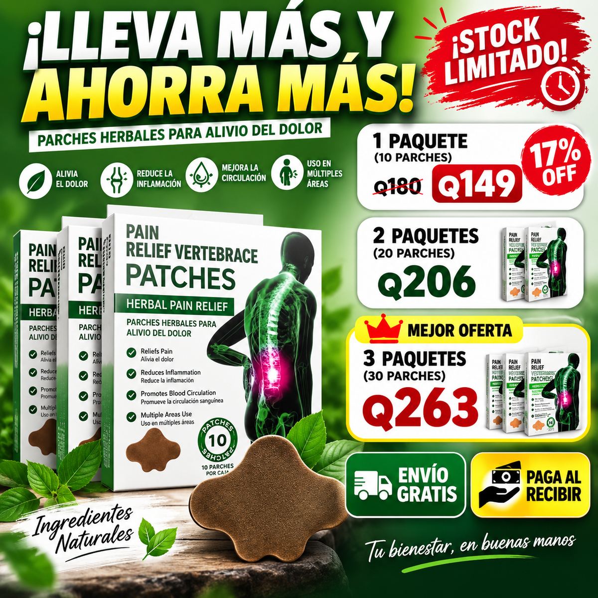 🔥 OFERTA CALIENTE | Parches para el Dolor + ENVÍO GRATIS